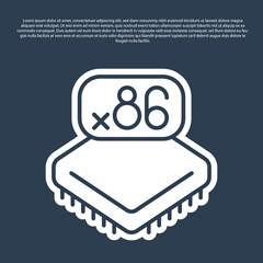Blue line Computer processor with microcircuits CPU icon isolated on blue background. Chip or cpu with circuit board. Micro processor. Vector