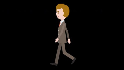 Animation of a walking businessman (with alpha matte)