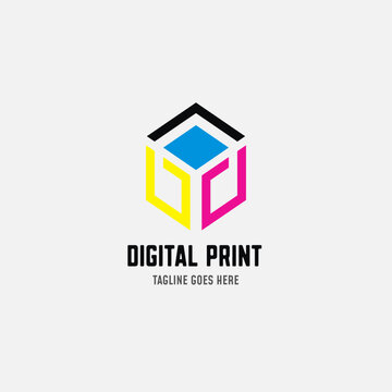 Digital print and printing logo design template. Vector illustration.