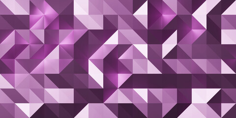 Abstract geometric pattern background with large size triangles in purple color. Low poly random tiles texture. Modern crystal design. 3D Rendering.