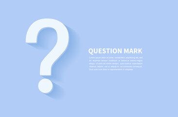 Question mark icon on blue background. FAQ sign. Help symbol. Space for text. Vector illustration
