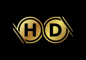 Golden HD Video Resolution Icon Logo, High Definition TV / Game Screen monitor display Label, HD Label web button.
