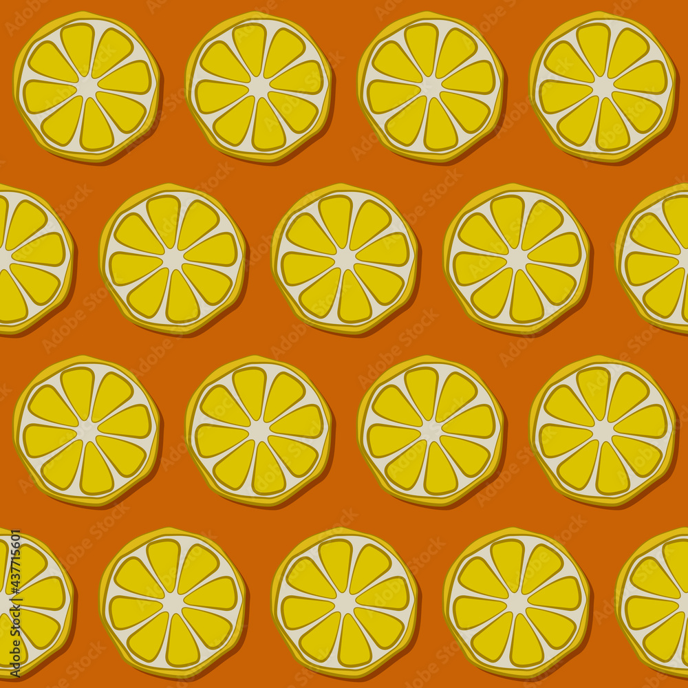 Poster slice of lemon pattern. simple cartoonish lemon yellow slices wallpaper.