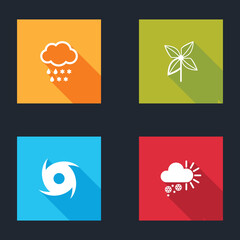 Set Cloud with snow and rain, Pinwheel, Tornado and Cloudy icon. Vector