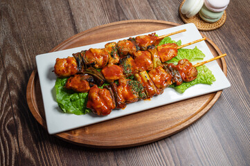 grilled chicken skewers, 'dak kkochi gui'