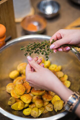 preparing food in the kitchen
