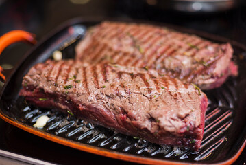 beef steak on grill