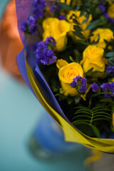 blue and yellow flowers