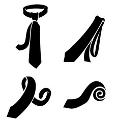 tie icons set. black tie silhouette vector illustration