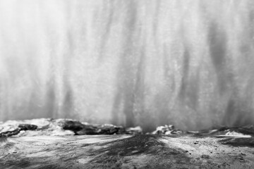 A Depiction of a Rocky Road, Showing a View of Stone Tracks Leading into a Blurred Horizon of Rocks with a Bokeh Round Shape Background For a Product Display.