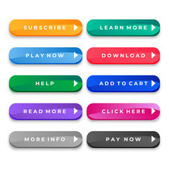 Colorful web buttons pack for different purposes