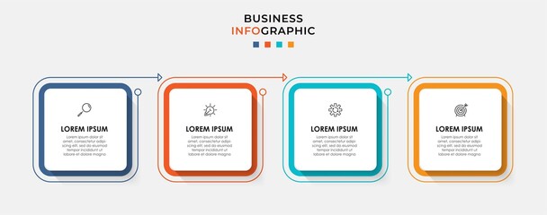 Obraz premium Vector Infographic design business template with icons and 4 options or steps. Can be used for process diagram, presentations, workflow layout, banner, flow chart, info graph