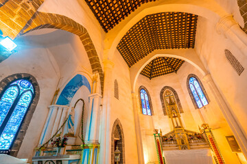Fototapeta na wymiar The interior of a Catholic church on Weizhou Island in Beihai, Guangxi, China
