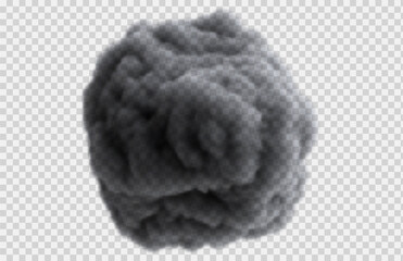 Realistic overcast rain cloud isolated on transparent background. Bright design element. Vector illustration.