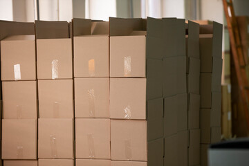 Lots of cardboard boxes stacked in rows.