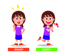 Little girl with angry and happy expression