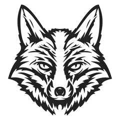Fox head in hand drawn sketch monochrome style isolated on white background. Modern graphic design element for label or poster. Vector art illustration.