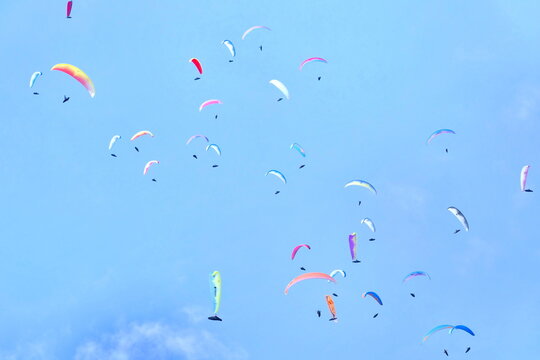 Parachuters in the air