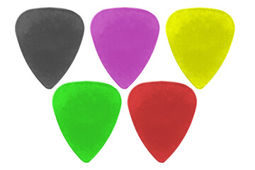 guitar plastic pick isolate set assorted colors