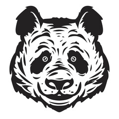 Panda head in hand drawn sketch monochrome style isolated on white background. Modern graphic design element for label or poster. Vector art illustration.