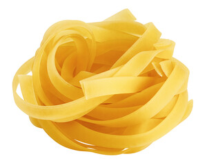 pasta, tagliatelle, fettuccine isolated on white background, clipping path, full depth of field