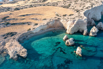 Greece, Kato Koufonisi small Cyclades island, aerial drone view