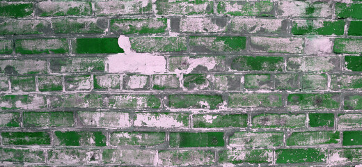 Old green brick wall surface texture