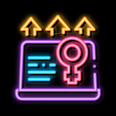 Laptop Female neon light sign vector. Glowing bright icon Laptop Female sign. transparent symbol illustration