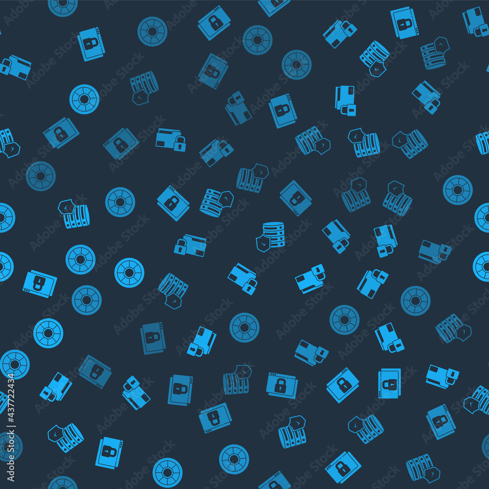 Aufkleber set secure your site with https, ssl, folder and lock, server shield and safe on seamless pattern. v