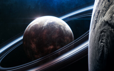 Beautiful cosmic landscape. Planets in deep space. Science fiction. Elements of this image...