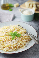 Spaghetty with italian cheese pecorino romano