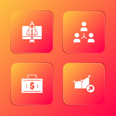 Set Startup project concept, Project team base, Briefcase and money and Financial growth icon. Vector