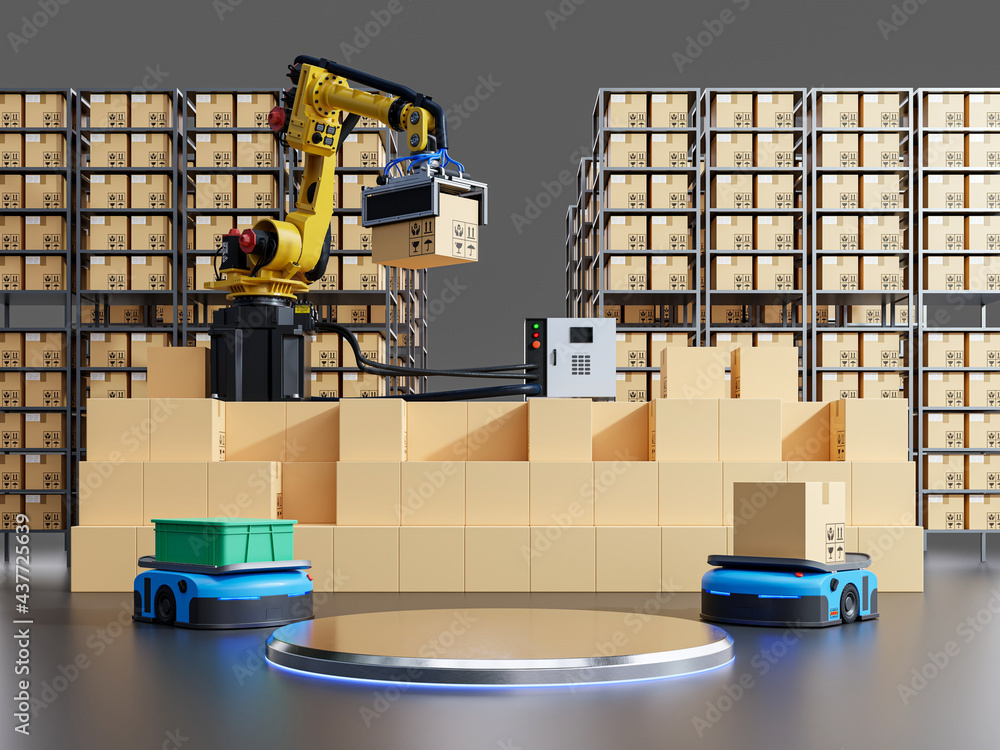 Poster podium products to simulate the factory system.
