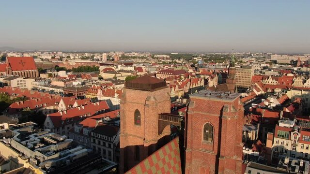 Aerial view of St Mary Magdalene Church in Wroclaw, Poland