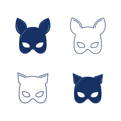 Set of sex masks on a white background. Symbol of the red item for relaxes, sex, and wellness. Template for a sex shop or erotic site.