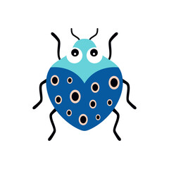 vector illustration with colorful cartoon beetle isolated