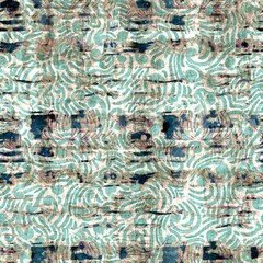 Seamless elegant mixed media pattern in navy, blue, pink, and cream. High quality illustration. Ornate and highly detailed and textured realistic faux collage. Sophisticated intense textile design.