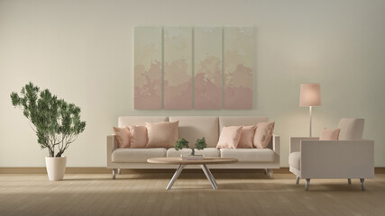 3d illustration of interior design in accordance with natural colors