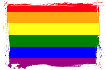 Pride flag, banner with grunge brush. Rainbow LGBT flag.