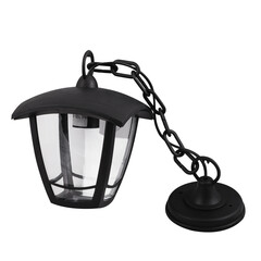 Black plastic hanging lantern isolated on white background. The black lamp.
