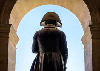 Rear view of the statue of Napoleon Bonaparte in the Hotel des Invalides in Paris, France