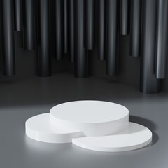 white podium with spotlight