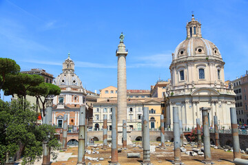 Fototapeta na wymiar Trajan's Roman Forum. The architecture of ancient Rome. Italy