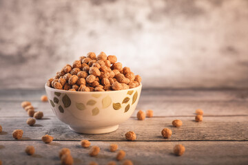 pile of textured Soya Chunks or Meal Maker in bowl