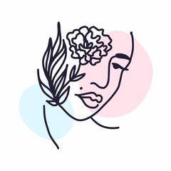 Girl's face and flower