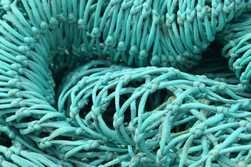 Macro image of a fishing net Mallaig the Scottish Highlands