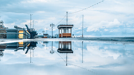 Southsea Seafront Puddle Reflection