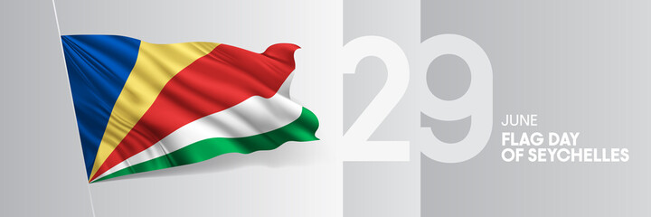 flag, day, happy, Seychelles, vector, 29th of June, 29, twenty ninth of June, banner, national, card, holiday, flag, independence, freedom, illustration, design, independent, waving, background, patri