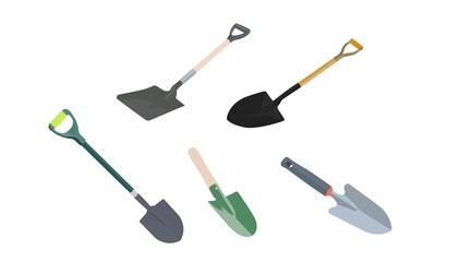 Shovel Set. Set of vector isolated illustrations of shovels