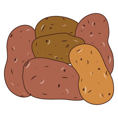 Potatoes icon. Creative illustration. Colorful sketch. Idea for decors, logo, patterns, papers, covers, gifts, damask, summer and autumn holidays, organic food themes. Isolated vector art.